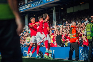 Brennan Johnson #20 of Nottingham Forest celebrates opening the scoring 