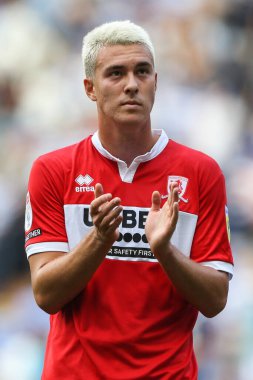Matthew Hoppe #13 of Middlesbrough acknowledges the fans at the final whistle 