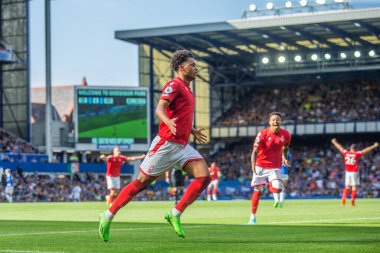 Brennan Johnson #20 of Nottingham Forest celebrates opening the scoring 