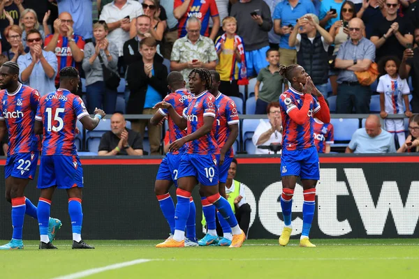 GOAL: Wilfried Zaha of Crystal Palace celebrates with team mates.
