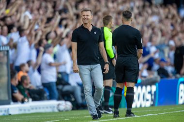 Jesse Marsch manager of Leeds United smiles during the second half 