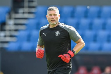 Steve Banks Goalkeeping Coach of Blackpool during the pre-game warmup