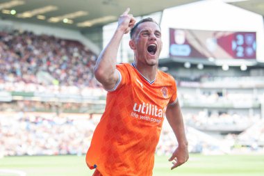 Jerry Yates #9 of Blackpool celebrates his goal to make it 3-3