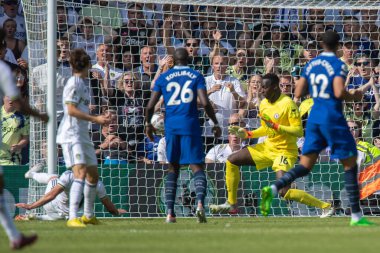 Jack Harrison #11 of Leeds United scores a goal and makes the score 3-0 during the second half 