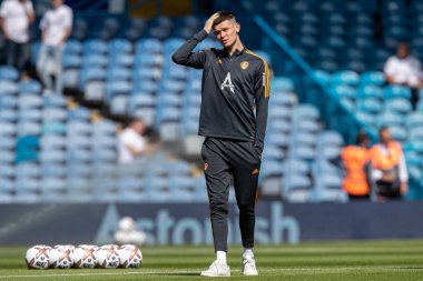 Illan Meslier #1 of Leeds United arrives at Elland Road Stadium ahead of this afternoon's game 