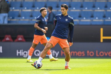 Kenny Dougall #12 of Blackpool during the pre-game warmup