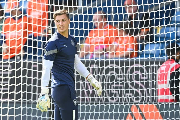 Stuart Moore #13 of Blackpool during the pre-game warmup