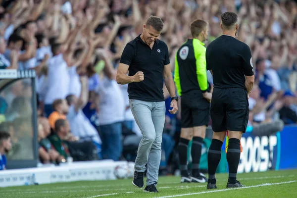 Jesse Marsch Manager Leeds United Pumps His Fist Celebrates Victory — Foto Stock
