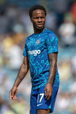 Raheem Sterling #17 of Chelsea during the pre match warm up 