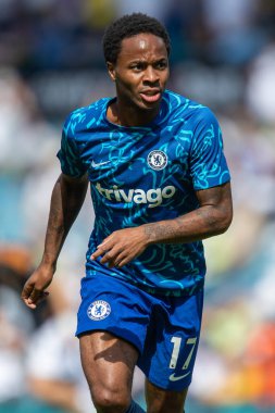 Raheem Sterling #17 of Chelsea during the pre match warm up 