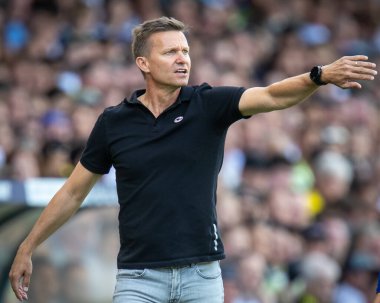 Jesse Marsch manager of Leeds United gestures and reacts during the game 