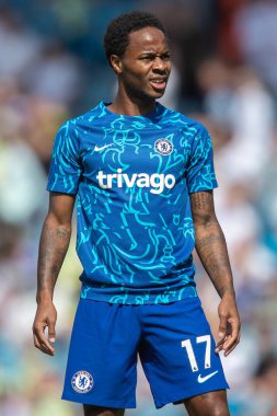 Raheem Sterling #17 of Chelsea during the pre match warm up 