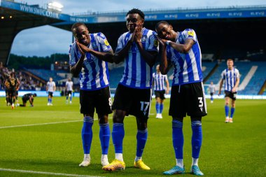 Fisayo Dele-Bashiru #17 of Sheffield Wednesday Celebrates scoring a goal to make it 2-0