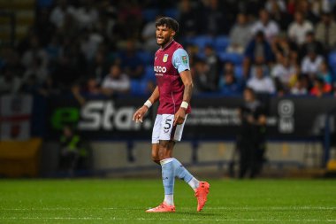 Tyrone Mings #5 of Aston Villa  gives his team instructions