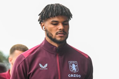 Tyrone Mings #5 of Aston Villa arrives at the University of Bolton Stadium, Home of Bolton Wanderers