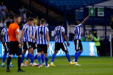 Dennis Adeniran #8 of Sheffield Wednesday Celebrates scoring a goal to make it 3-0