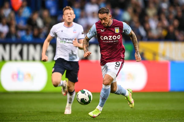 Danny Ings #9 of Aston Villa makes a break with the ball