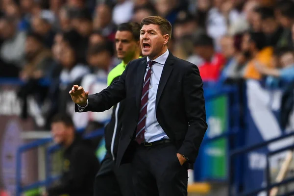 Steven Gerrard Manager Aston Villa Gives His Team Instructions Game — 스톡 사진