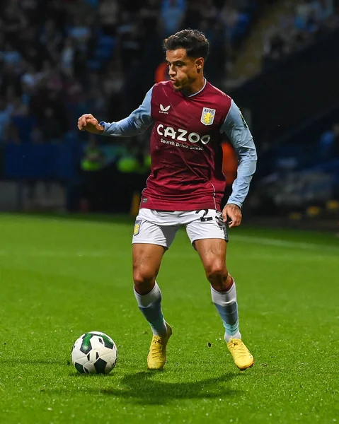Philippe Coutinho #23 of Aston Villa makes a break with the ball