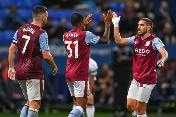 Leon Bailey #31 of Aston Villa celebrates his goal to make it  1-4
