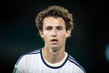 Brenden Aaronson #7 of Leeds United during the post match warm down