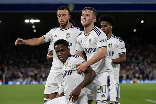 Luis Sinisterra #23 of Leeds United celebrates his goal and makes the score 1-0 during the first half 