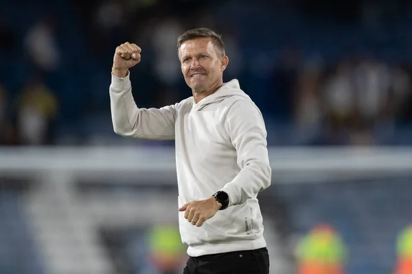 Jesse Marsch Manager Leeds United Celebrates Victory Barnsley Full Time — Stock fotografie