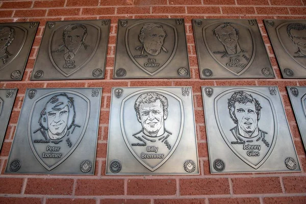 Placards Leeds United Players Displayed Elland Road Stadium — ストック写真