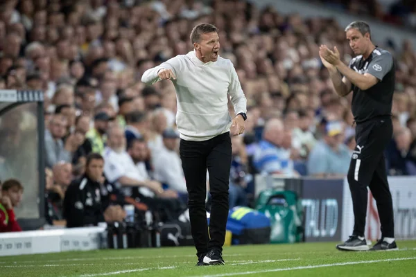 Jesse Marsch Manager Leeds United Gives Instructions His Players Game — Zdjęcie stockowe