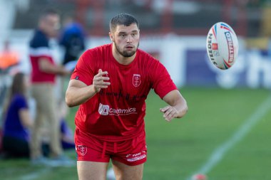 Matty Storton #13 of Hull KR during the pre match warm up 