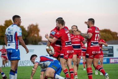 Albert Vete #8 of Hull KR celebrates his try and makes the score 4-0 in the first half