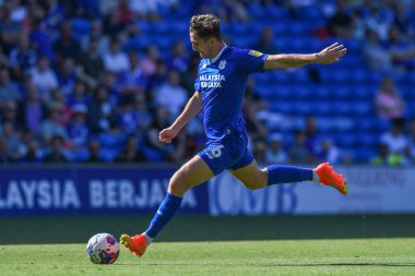 Ryan Wintle #6 of Cardiff City  takes a shot at goal