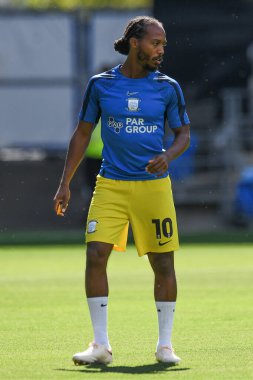 Daniel Johnson (10) of Preston North End during the pre-game warmup 
