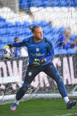 David Cornell (25) of Preston North End during the pre-game warmup 