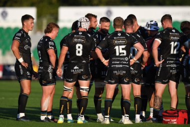 Dragons team talk during the game 