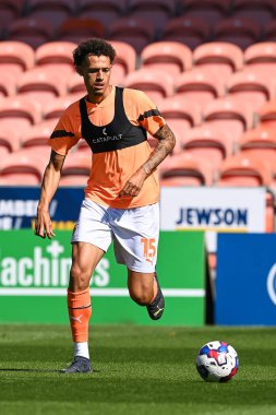 Rhys Williams #15 of Blackpool during the pre-game warmup