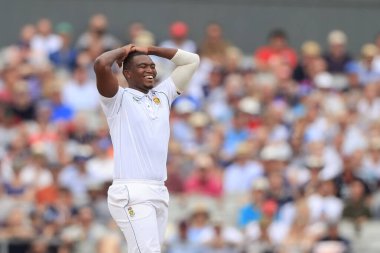 Lungi Ngidi of South Africa reacts to a near miss