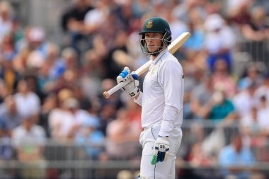 Rassie van der Dussen of South Africa surveys the outfield