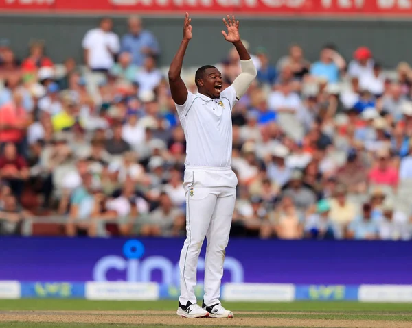 Lungi Ngidi of South Africa thinks the wicketkeeper has made a catch but after a review his appeal was declined