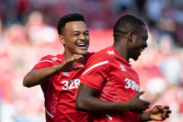 New signing Rodrigo Muniz #9 of Middlesbrough during the pre match warm up 
