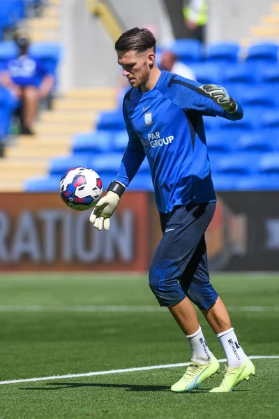 Freddie Woodman (1) of Preston North End during the pre-game warmup 