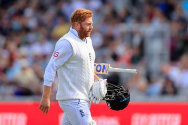 Jonny Bairstow of England walks back to the pavilion as he is out for 49 runs