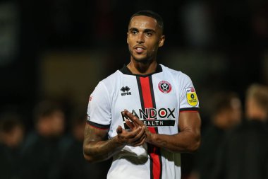 Max Lowe #13 of Sheffield United acknowledges the fans at the final whistle 