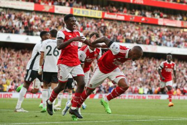 Gabriel #6 of Arsenal celebrates his goal to make it 2-1