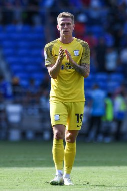 Emil Riis Jakobsen (19) of Preston North End Applauds the travelling supporters