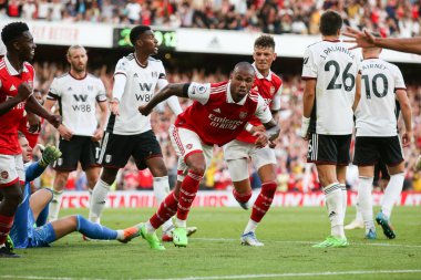 Gabriel #6 of Arsenal celebrates his goal to make it 2-1