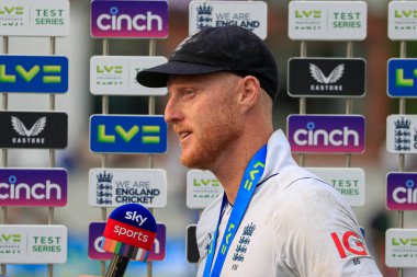 Ben Stokes of England doing his post match media interview
