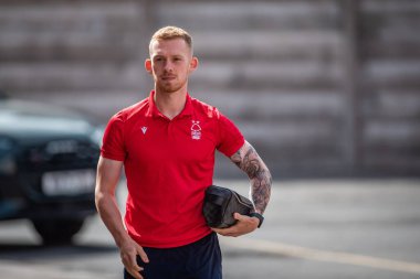 Lewis O'Brien #14 of Nottingham Forest arrives at The City Ground