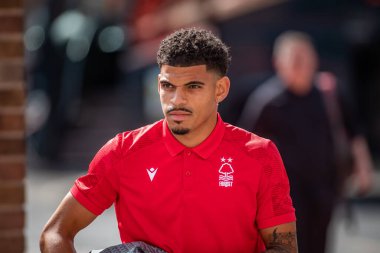 Morgan Gibbs-White #10 of Nottingham Forest arrives at The City Ground