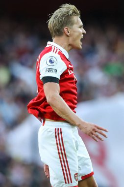 Martin degaard #8 of Arsenal celebrates his goal to make it 1-1 